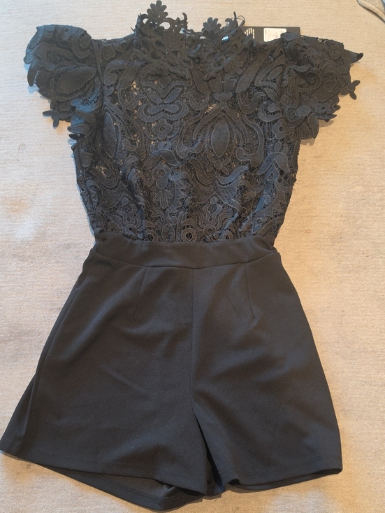 Fashion Nova Other - Fashion Nova Black Lace Overlay Romper